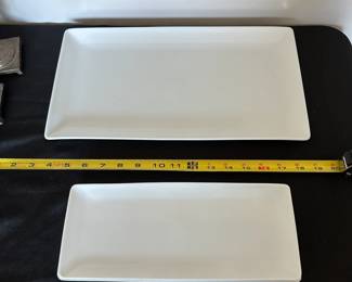 S34 - $150. Set of 5 Apilco Zen Porcelain Platters. All in excellent condition. 4 - Small: 11 3/4" x 4 3/4".
1 - Large: 15 3/4" x 8 1/2".
Made in France.
