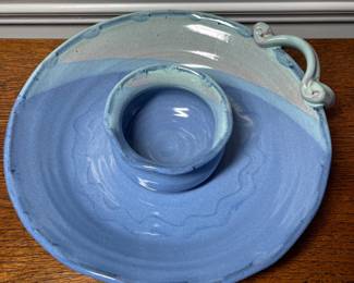 K30 - $40. Studio pottery catch all tray. Beautiful colors and signed Deguzman. Measures 10” diameter.