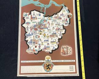 S39 - $75. Set of 5 "Les Provinces Belges". Steudebaker, Porsche, Volkswagon. Prints measure 15.75" x 11.5"