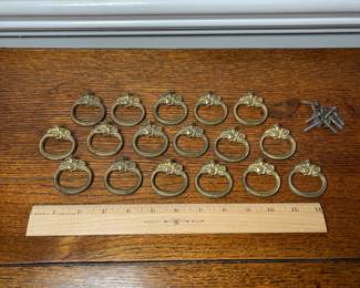 K37 - $50. Vintage brass drawer pulls. 17ct