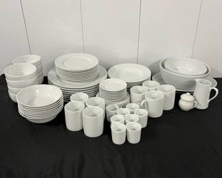 S28 - $1,150. Apilco Porcelain White. Made in France. Complete Service for 8 in Excellent Condition. (William Sonoma retail is just over $2000.)