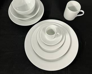 S28 - $1,150. Apilco Porcelain White. Made in France. Complete Service for 8 in Excellent Condition. (William Sonoma retail is just over $2000.)