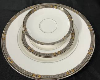 S25 - $150. Lenox China "Vintage Jewel". 6 dinner plates 10.75", 6 bread plates 6.25", 6 saucers 6". Excellent Condition.