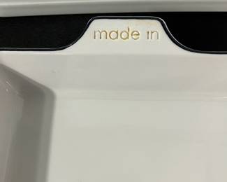 S19 - $100. Set of 3. "Made In" brand with Navy Rim/ 3 Pc Bakeware Set. 9" x 13" Baking Dish, Oval Gratin Dish 10" x 6.6", Baking Dish 8" x 8". All in excellent condition. Made in France