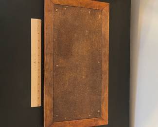 K15 - $20. Vintage hand-carved wooden serving tray with inlaid ceramic tiles.