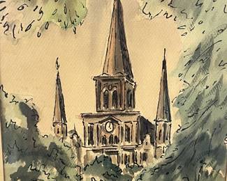 S37 - $40. Framed Watercolor signed M. Neeld (Martin Neeld) Measures 19" x 23".