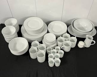S28 - $1,150. Apilco Porcelain White. Made in France. Complete Service for 8 in Excellent Condition. (William Sonoma retail is just over $2000.)