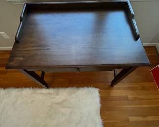 B4 - $50. Small Desk with single drawer. Measures 38" x 24" x 33.25". Pressed wood - very good condition with just a few marks on the top.