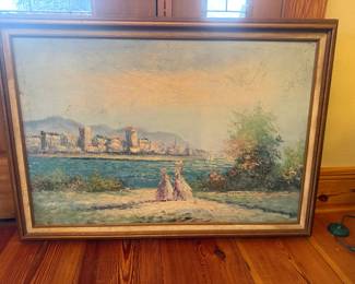 Lovely pastels framed oil painting