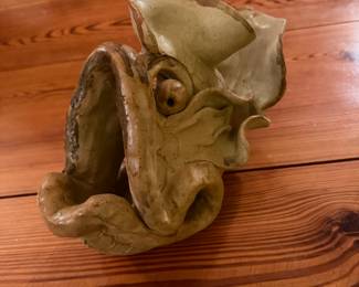 Hand sculpted big mouth fish. He ain’t telling your secrets!