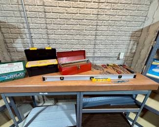hand tools, tool boxes and levels 