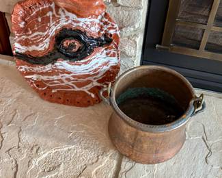 Pottery and copper bucket