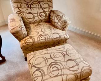 Pair of matching occasional chairs with ottomans