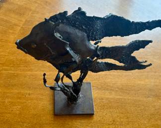 Brutalist metal art sculpture by Mike Bucha signed