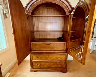 Wardrobe by Thomasville drawers and hanging pole with mirror on inside door