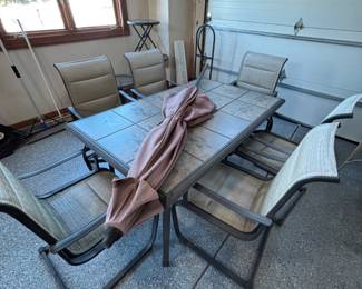 Patio table -6 sling back chairs