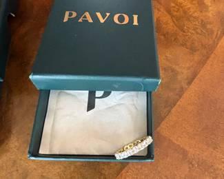 Pavoi ring 14K yellow gold plated over 925 sterling base with cubic zirconia