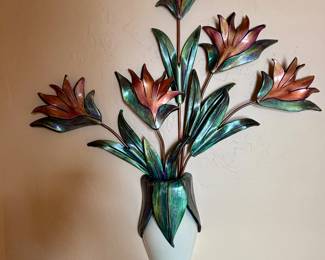 Original Wall art with copper stems. All individual pieces including vase
