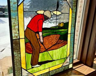 Stained glass golfer