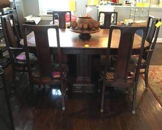 Far Eastern Furnishing Co. Okinawa custom made dining room table with 2 leaves and pedestal base