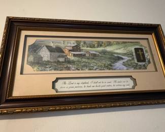 Framed Print with Psalm Verse and Barn Scene