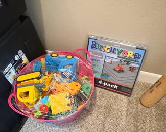 LEGO DUPLO Construction Vehicles and Baseplates Bundle with Louisville Slugger Toy Baseball Bat