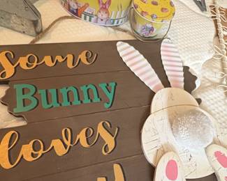 Easter Bunny Some Bunny Loves You Wooden Sign