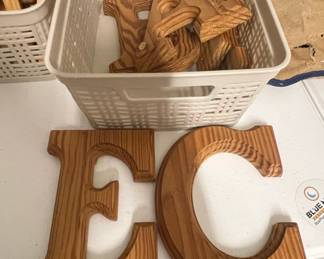Carved Wooden Letters E and C Piggy Banks