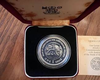 Sierra Leone Leone Silver Proof Coin Bank of Sierra Leone tenth Anniversary third image