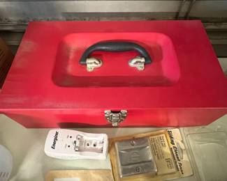 Vintage Red Metal Toolbox