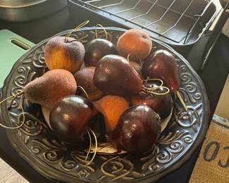 Decorative Faux Fruit Bowl with Apples and Pears