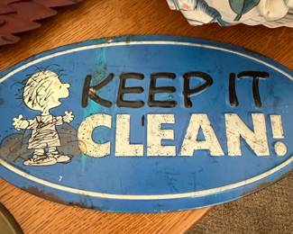Peanuts Keep It Clean Pig Pen Tin Sign