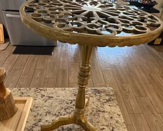 Ornate Brass Filigree Plant Stand Table