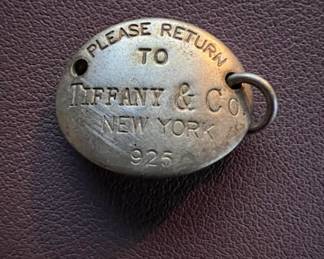 Tiffany Co. Sterling Silver Please Return To Tiffany Co. New York Oval Tag Charm