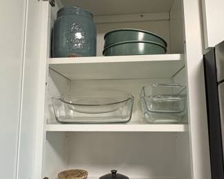 Assorted Kitchenware and Baking Supplies including Bamboo Organizer, Coffee Maker, Cast Iron Skillet, Le Creuset Pot, and Muffin Tins sixth image