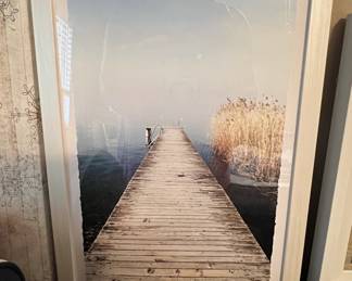 Framed Photograph of a Wooden Dock Extending into Water