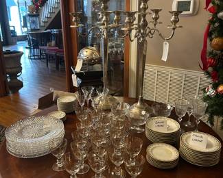 Antique glassware and dishes 
