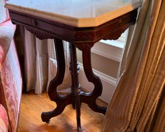 Eastlake style marble top side table 