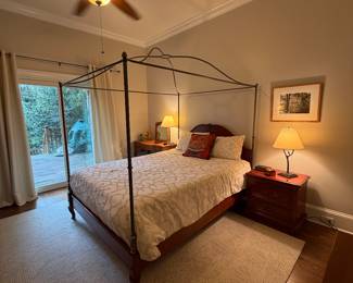 Full-size canopy bed with tempurpedic mattress  