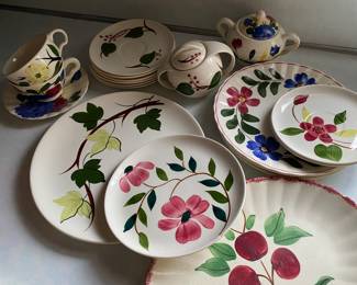 A collection of vintage Blue Ridge Southern Potteries dinnerware