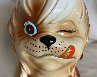 A vintage Inarco winking dog head vase/ planter