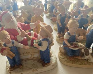  Huge collection of  Homco’s “Denim Days” figures, including Santa's Visit,  1985 
