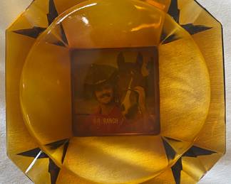 Vintage amber 8” Burt Reynolds ash tray 