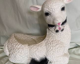 Large vintage blow mold lamb planter/container