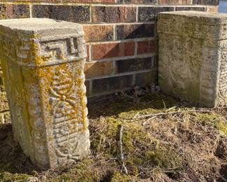 Pair of antique cement bench legs