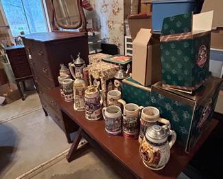 Various Budweiser Beer Steins. Location Shop