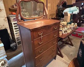 Highboy Dresser with mirror . Location Shop . 