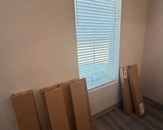 Items are individually priced. Reasonable offers welcome.  Unopened boxes of blinds (same as shown in window) - $15 each 