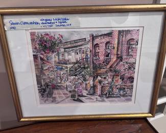 Sarah Clementson Orig Watercolor #47/750 & signed “meet the producer” City Architecture - Seattle, WA
