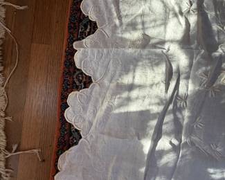 Lovely Linen and Lace Tablecloth